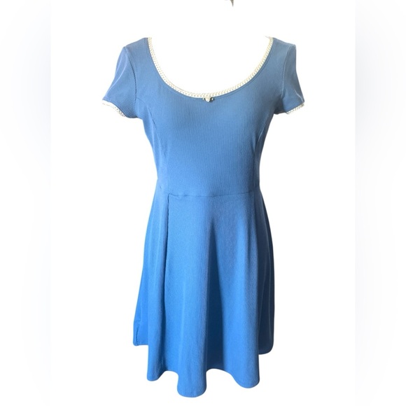 Blue Fit and Flare Mini Dress with Scoop Neck-XL JR. - Picture 1 of 7